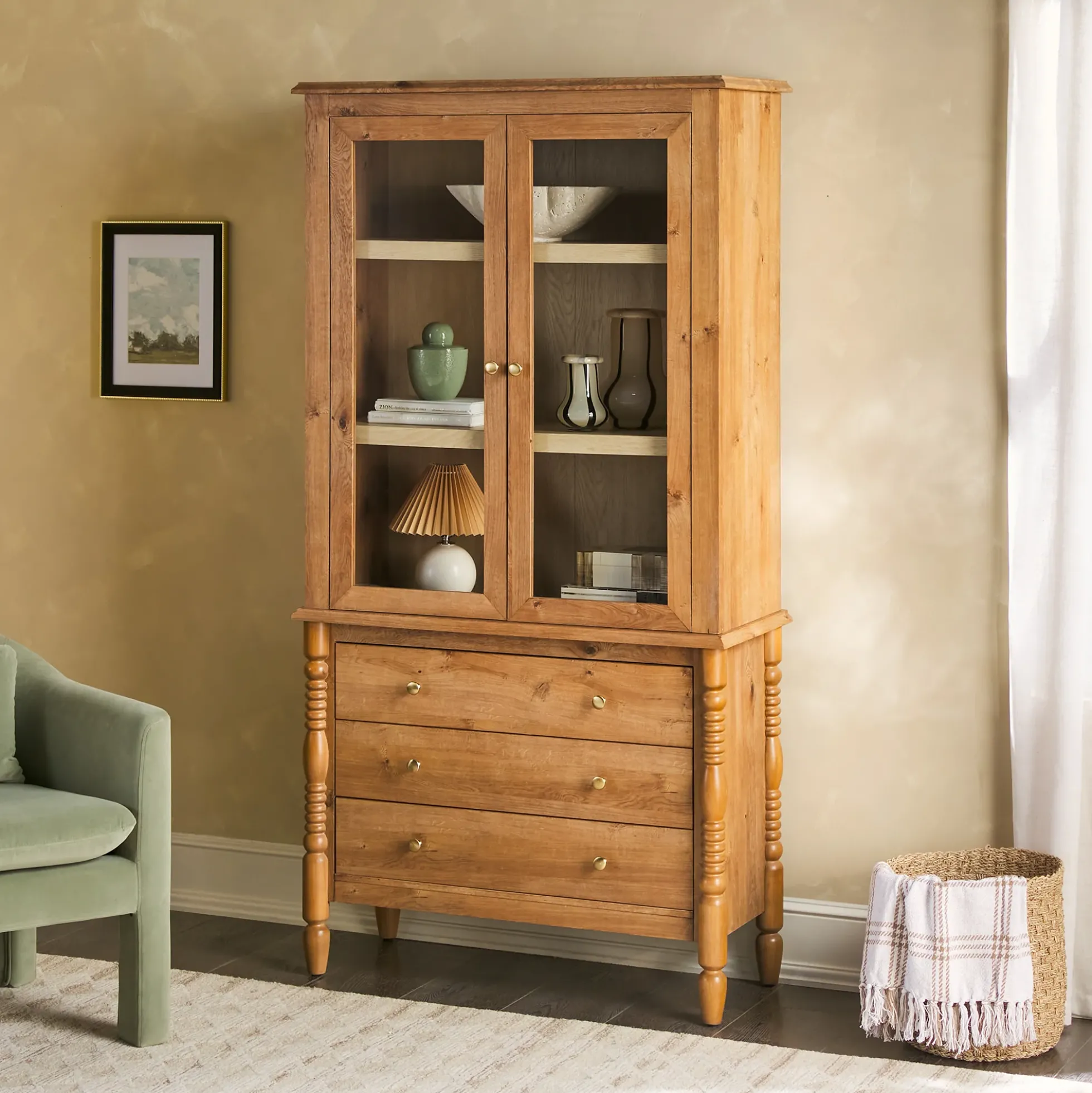 Traditional Vivienne Easy Assembly Bookcase Cabinet with Drawers