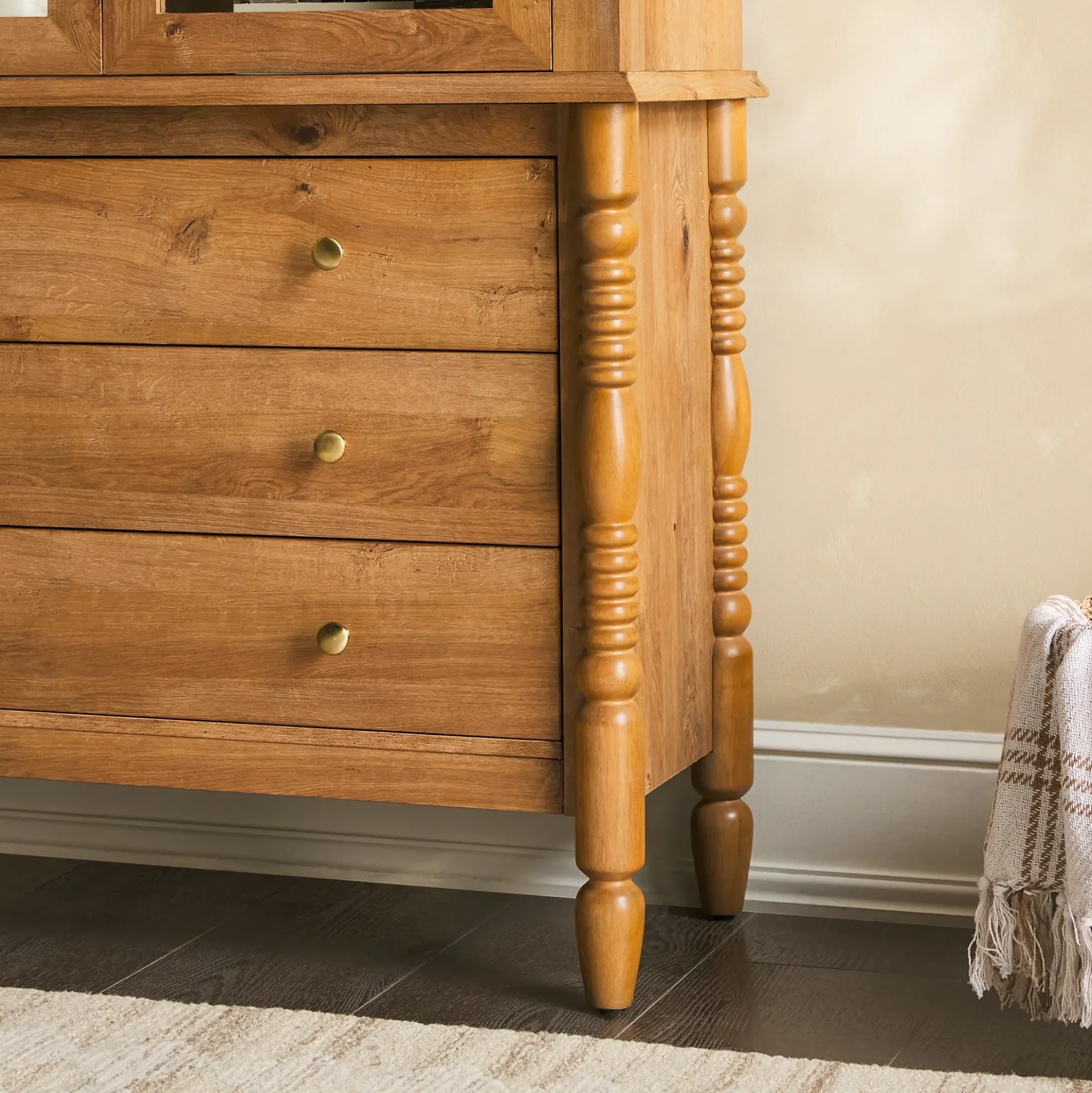 Traditional Vivienne Easy Assembly Bookcase Cabinet with Drawers