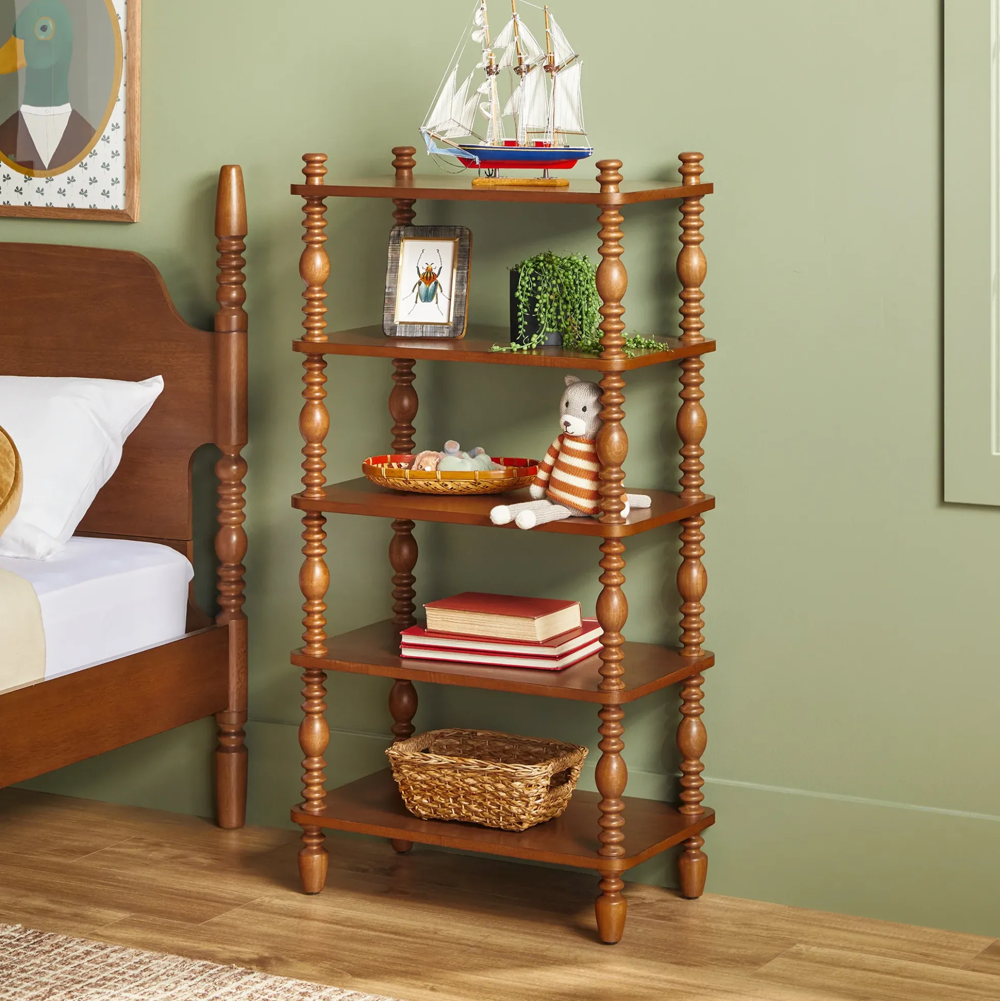 Traditional Vivienne Easy Assembly Solid Wood Short Bookshelf