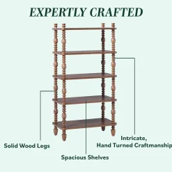 Traditional Vivienne Easy Assembly Solid Wood Short Bookshelf