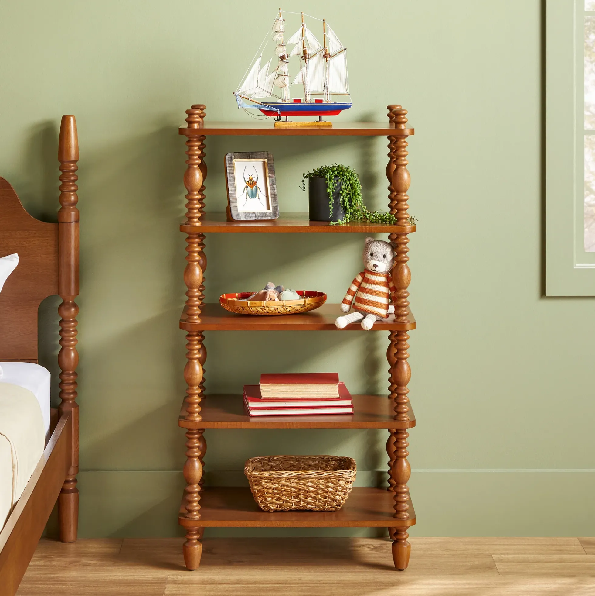 Traditional Vivienne Easy Assembly Solid Wood Short Bookshelf