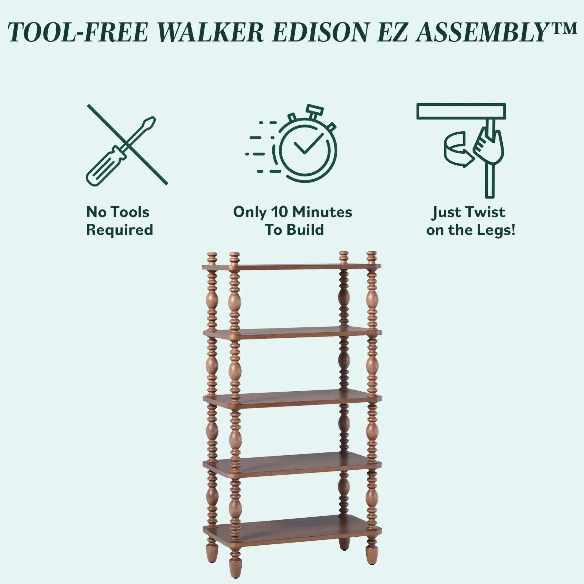 Traditional Vivienne Easy Assembly Solid Wood Short Bookshelf