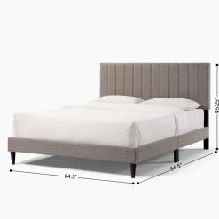 Tufted Boucle Upholstered Gray Queen Platform Bedframe