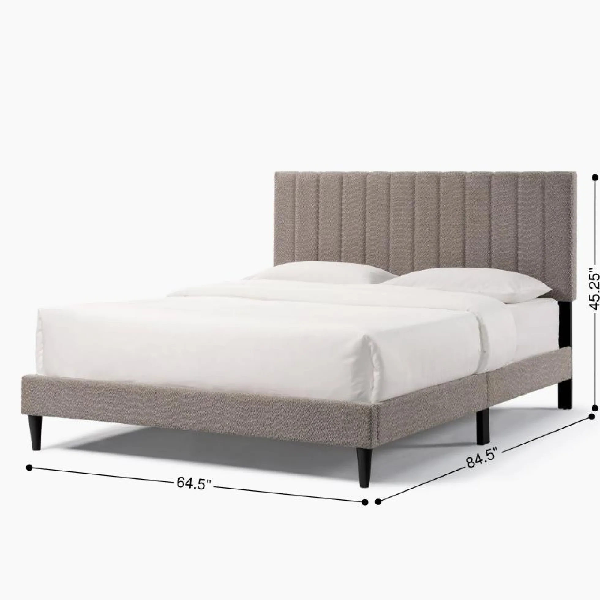 Tufted Boucle Upholstered Gray Queen Platform Bedframe