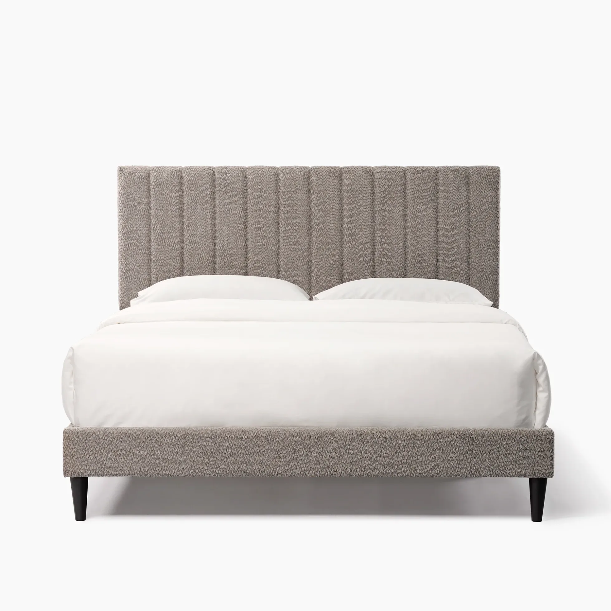Tufted Boucle Upholstered Gray Queen Platform Bedframe