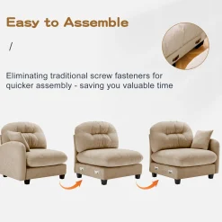 Tufted Chenille Cloud Loveseat Sectional Sofa Couch with Ottoman