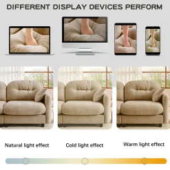 Tufted Chenille Cloud Loveseat Sectional Sofa Couch with Ottoman