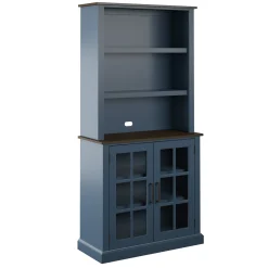 Two‑Tone Traditional Farmhouse Wood Hutch for Kitchen & Dining Storage