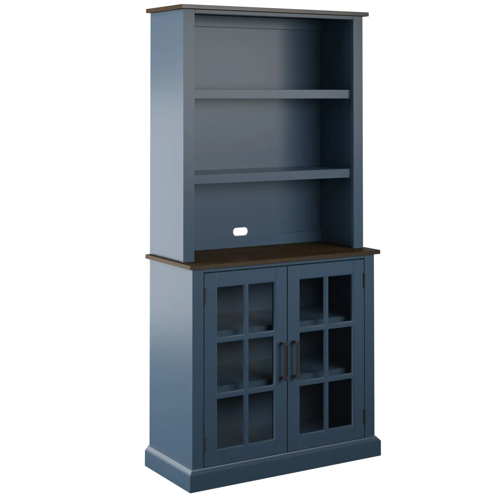Two‑Tone Traditional Farmhouse Wood Hutch for Kitchen & Dining Storage