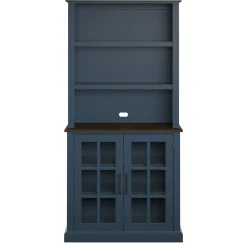 Two‑Tone Traditional Farmhouse Wood Hutch for Kitchen & Dining Storage