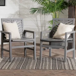 Vincent Patio Wood Chairs, Set of 2