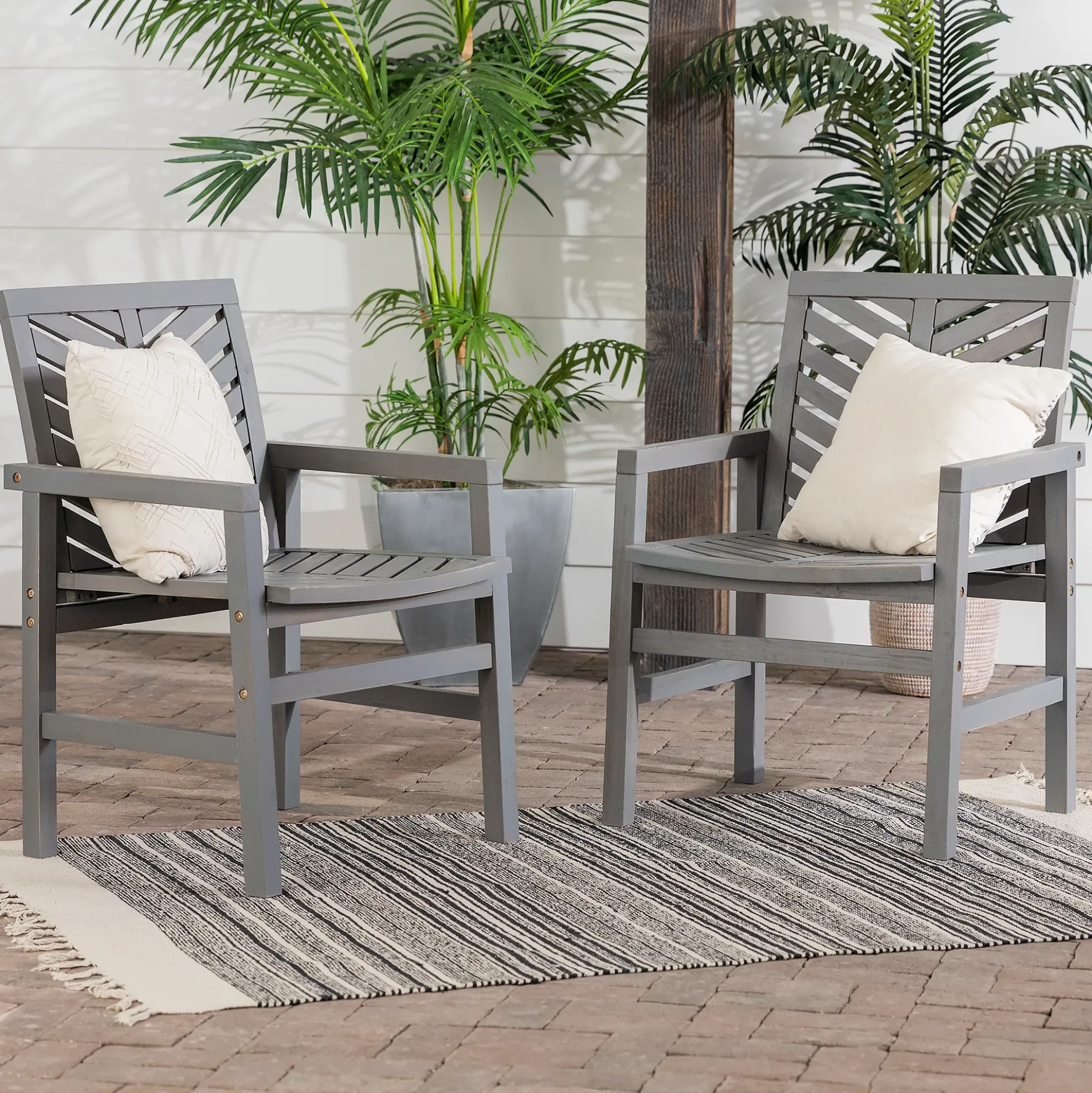 Vincent Patio Wood Chairs, Set of 2
