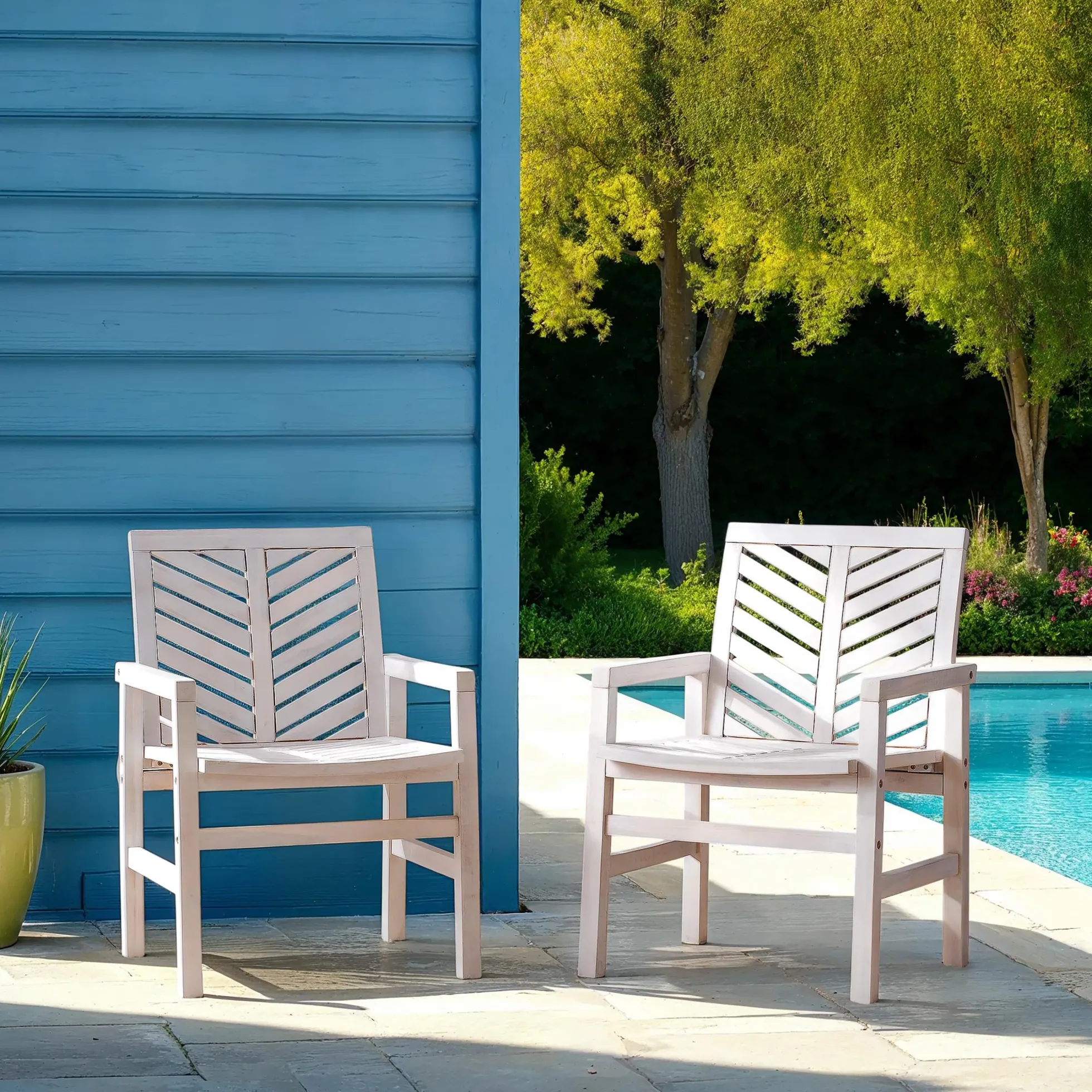 Vincent Patio Wood Chairs, Set of 2