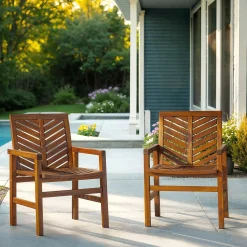 Vincent Patio Wood Chairs, Set of 2