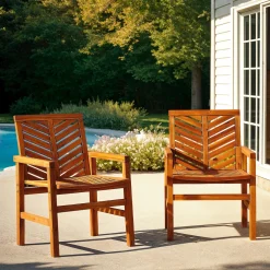 Vincent Patio Wood Chairs, Set of 2