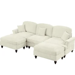 Walker Edison | 2 in 1 Classic Traditional Style Sectional Sofa with Removable Ruffles Pleats Skirts