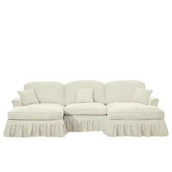 Walker Edison | 2 in 1 Classic Traditional Style Sectional Sofa with Removable Ruffles Pleats Skirts