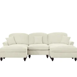 Walker Edison | 2 in 1 Classic Traditional Style Sectional Sofa with Removable Ruffles Pleats Skirts