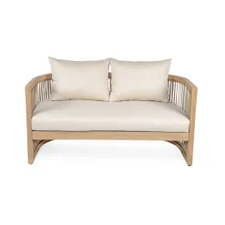 Walker Edison | 54.4'' Outdoor Acacia Wood Loveseat with Cushions
