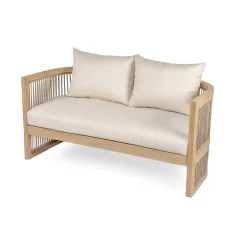 Walker Edison | 54.4'' Outdoor Acacia Wood Loveseat with Cushions