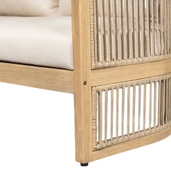 Walker Edison | 54.4'' Outdoor Acacia Wood Loveseat with Cushions