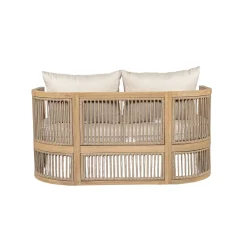 Walker Edison | 54.4'' Outdoor Acacia Wood Loveseat with Cushions