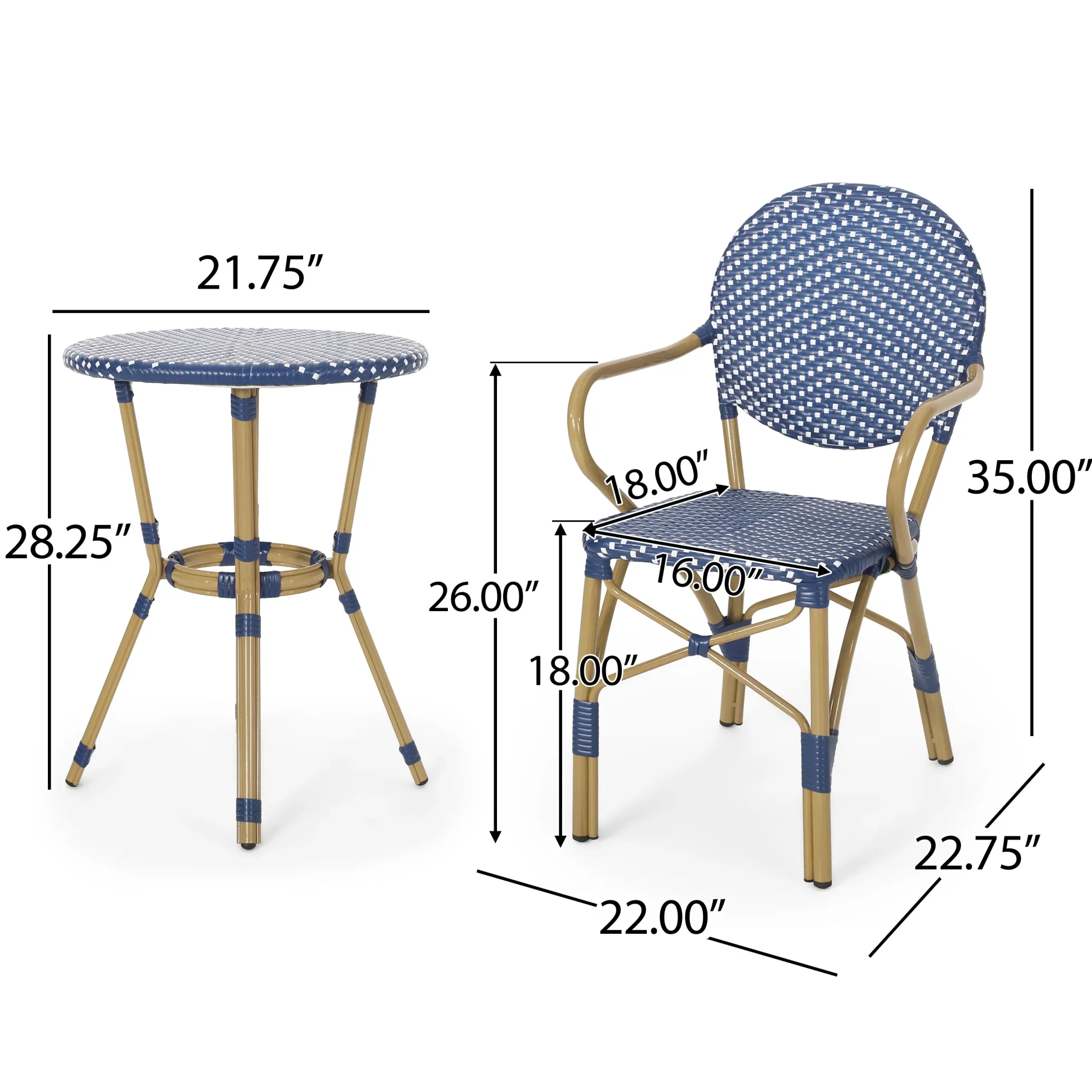 Walker Edison | 3 Piece French Bistro Set