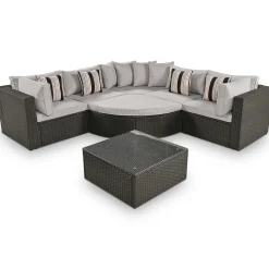 Walker Edison | 7 Piece Outdoor Wicker Modular Sofa Set