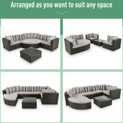 Walker Edison | 7 Piece Outdoor Wicker Modular Sofa Set