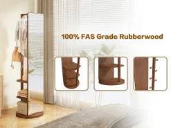 Walker Edison | 360° Rotating 66'x14' Multifunctional Full Length Mirror with Storage