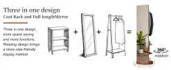 Walker Edison | 360° Rotating 66'x14' Multifunctional Full Length Mirror with Storage