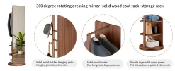 Walker Edison | 360° Rotating 66'x14' Multifunctional Full Length Mirror with Storage