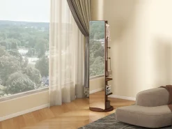 Walker Edison | 360° Rotating 66'x14' Multifunctional Full Length Mirror with Storage