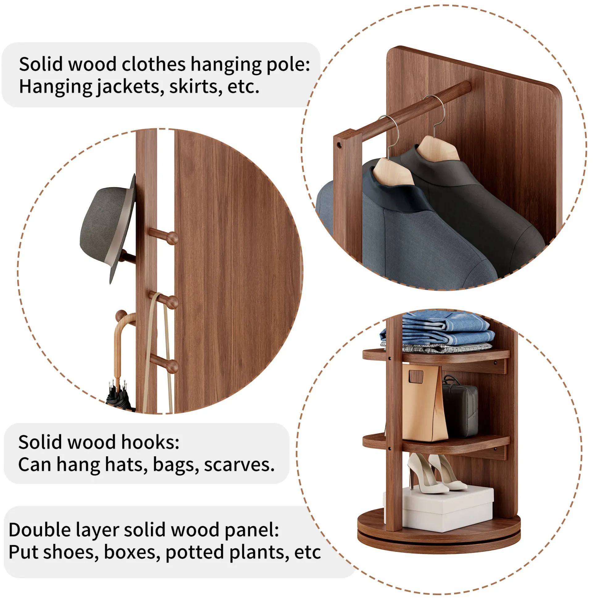 Walker Edison | 360° Rotating 66'x14' Multifunctional Full Length Mirror with Storage