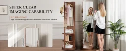 Walker Edison | 360° Rotating 66'x14' Multifunctional Full Length Mirror with Storage