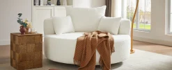 Walker Edison | 360° Swivel Accent Round Sofa Chair with Pillows