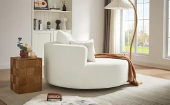 Walker Edison | 360° Swivel Accent Round Sofa Chair with Pillows