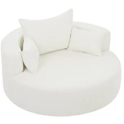 Walker Edison | 360° Swivel Accent Round Sofa Chair with Pillows