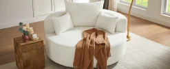 Walker Edison | 360° Swivel Accent Round Sofa Chair with Pillows