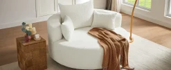 Walker Edison | 360° Swivel Accent Round Sofa Chair with Pillows
