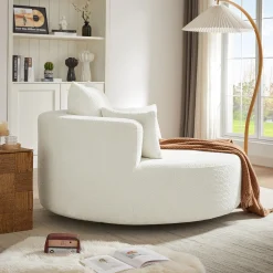 Walker Edison | 360° Swivel Accent Round Sofa Chair with Pillows