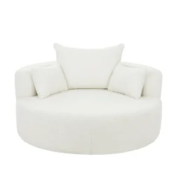 Walker Edison | 360° Swivel Accent Round Sofa Chair with Pillows