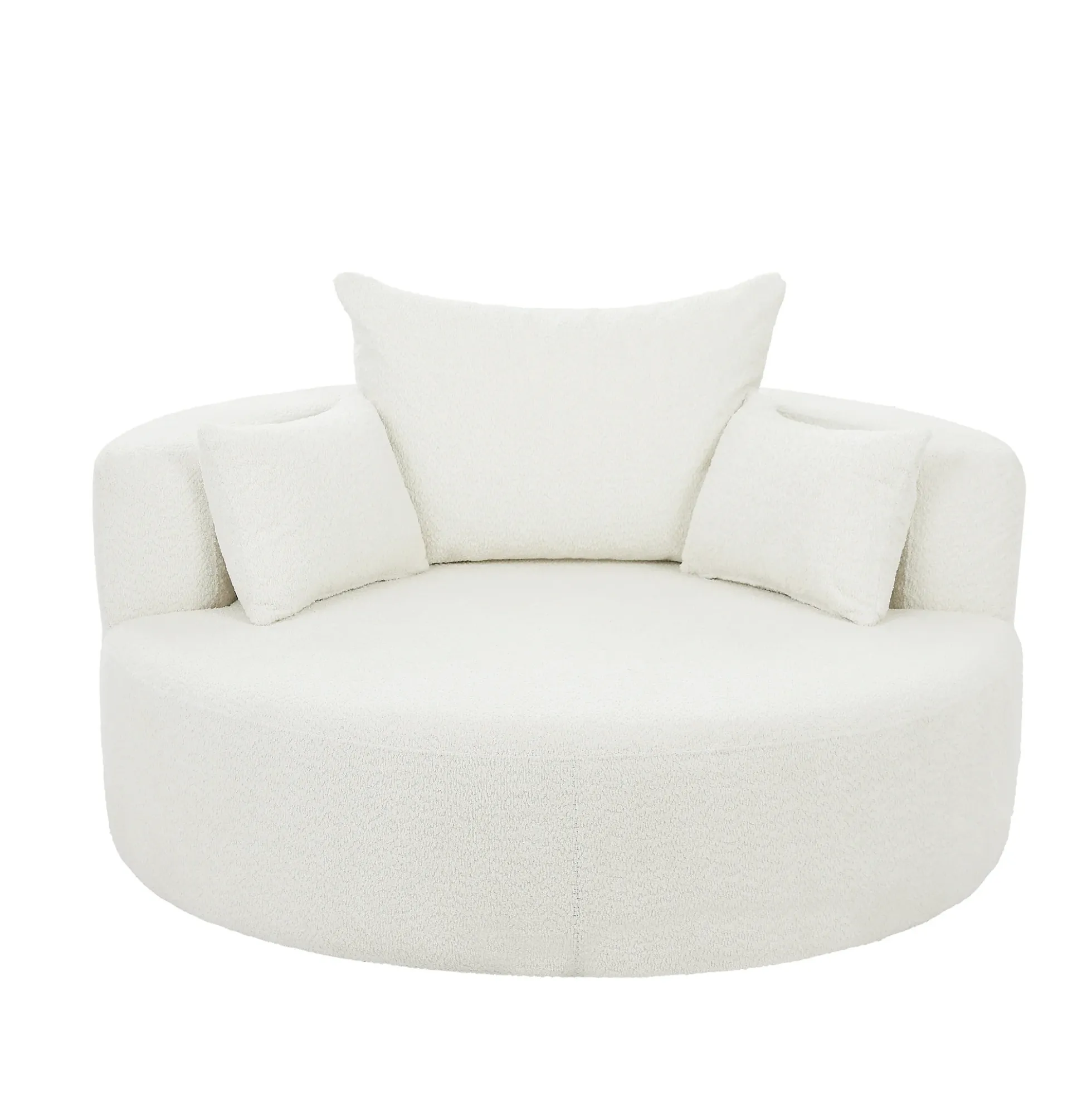 Walker Edison | 360° Swivel Accent Round Sofa Chair with Pillows