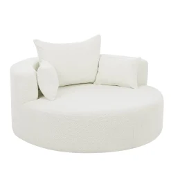 Walker Edison | 360° Swivel Accent Round Sofa Chair with Pillows