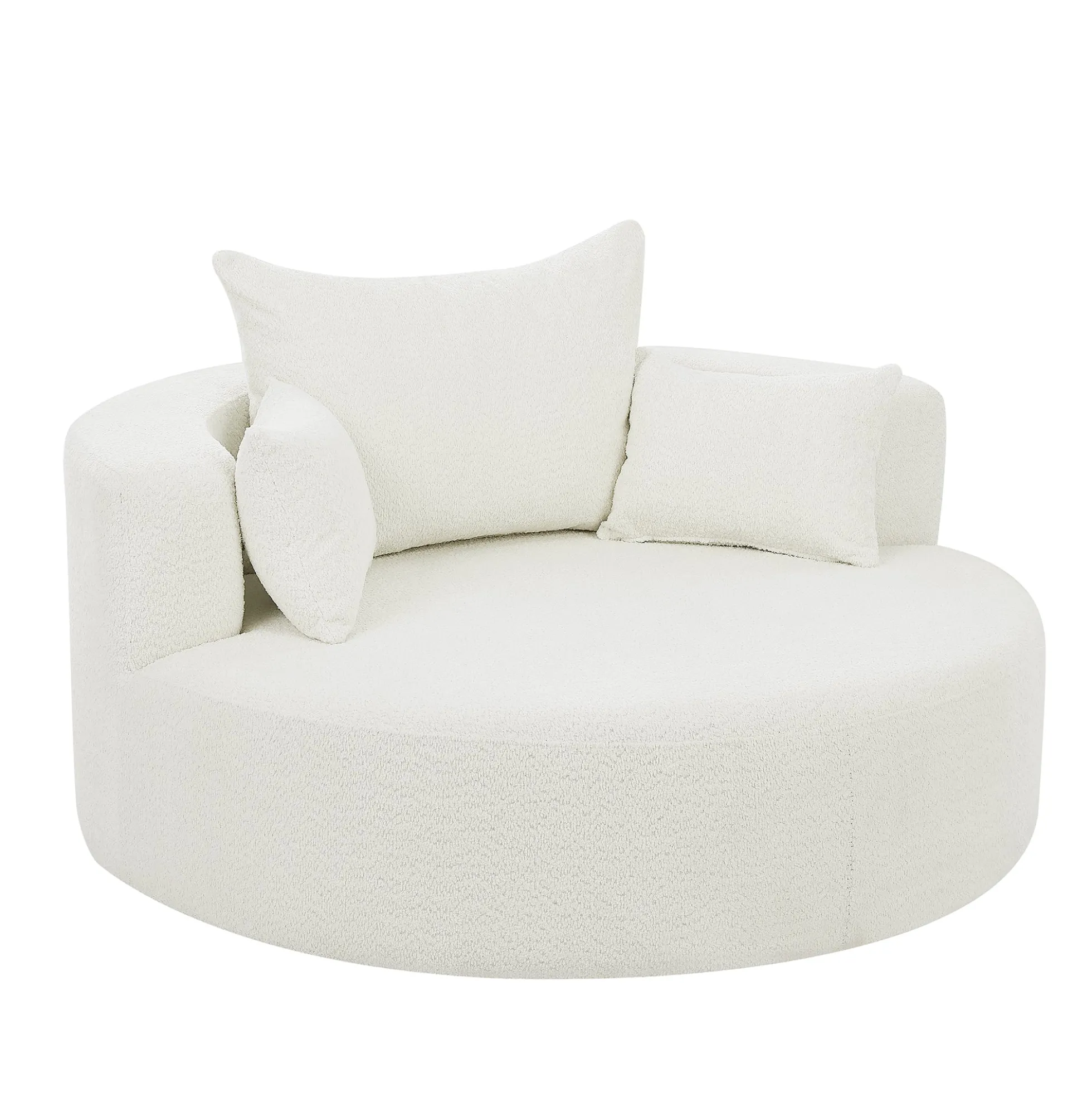Walker Edison | 360° Swivel Accent Round Sofa Chair with Pillows
