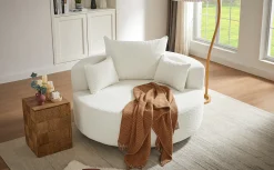 Walker Edison | 360° Swivel Accent Round Sofa Chair with Pillows