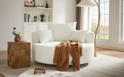 Walker Edison | 360° Swivel Accent Round Sofa Chair with Pillows