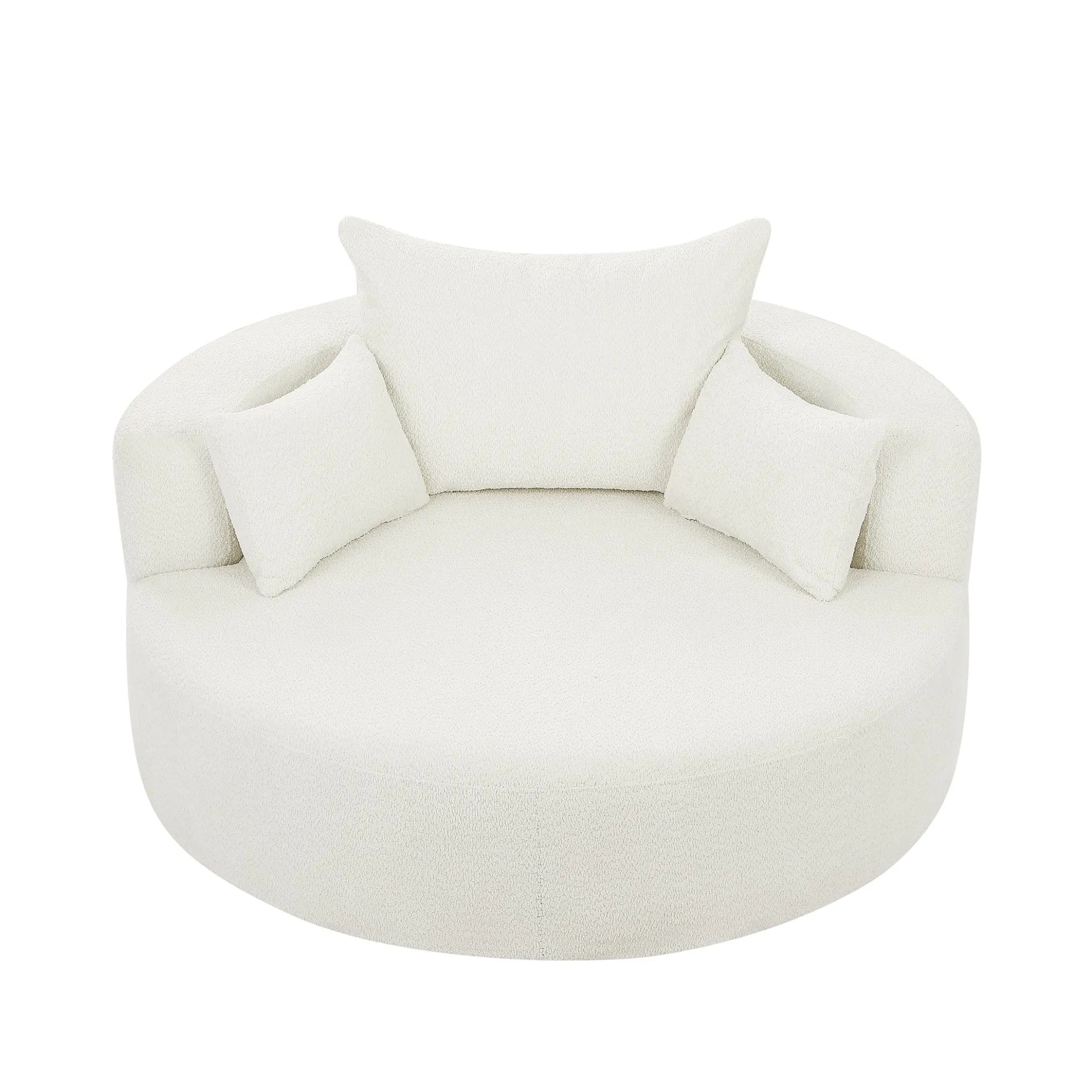 Walker Edison | 360° Swivel Accent Round Sofa Chair with Pillows