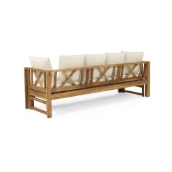 Walker Edison | Acacia Wood Outdoor Extendable Sofa into Daybed