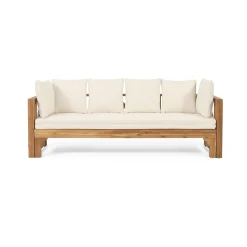 Walker Edison | Acacia Wood Outdoor Extendable Sofa into Daybed